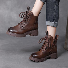 FR 23820头层牛皮橡胶发泡底单里加绒真皮马丁靴