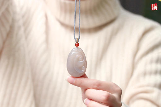 和田玉藕粉【如意】吊坠  配精美挂绳 商品图0