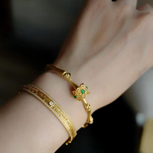 龢盒原创 9k金镶冰绿翡翠小蛋面如意路路通 商品图3