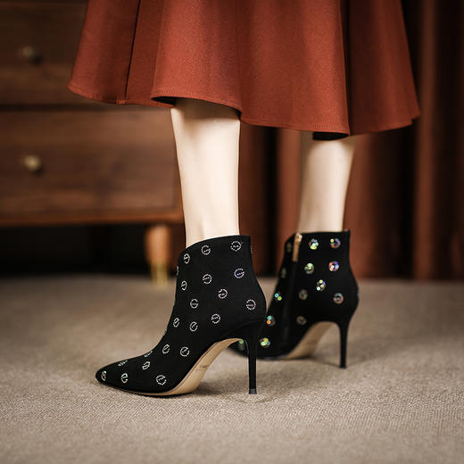 冬季新款，内外真皮水钻舒适气质短靴YLY-W166-05 商品图4