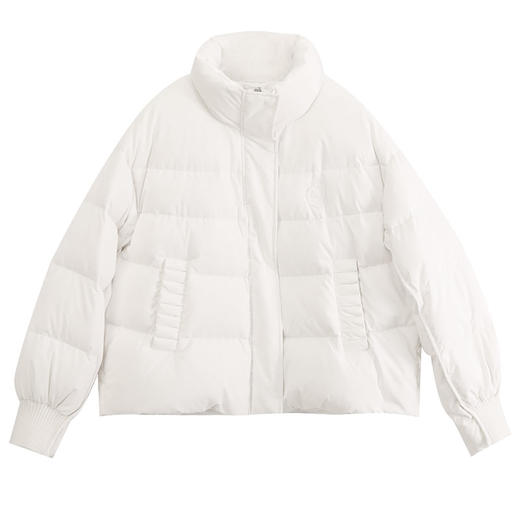 玳莎白色简约羽绒服女2023年冬季新款保暖立领面包服通勤百搭短外套  DD41303 商品图4