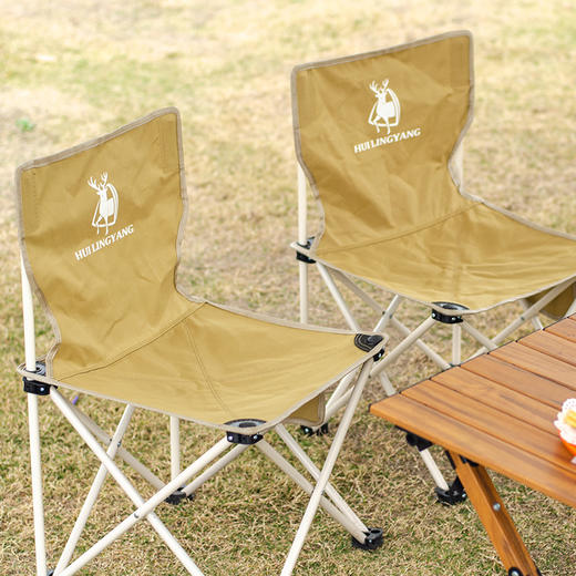 徽羚羊 云休 户外折叠椅子便携小凳子折叠椅（卡其色）加大号  39*39*65CM HLY-ZDY-22054 商品图1