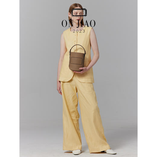 【柔见定制专属】ON JIAO头层牛皮小号手提水桶包女小众设计单肩包斜挎包包 商品图3