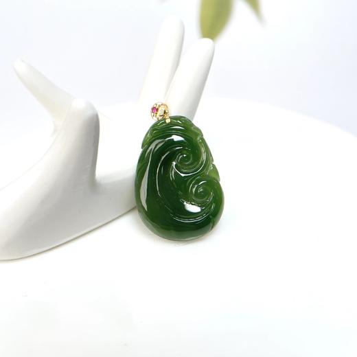 D18K碧玉吊坠-圆扣如意41*24 商品图0