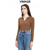 VIMAGE纬漫纪秋季新款款时尚百搭纯色V领针织衫女上衣套头V1601214 商品缩略图6