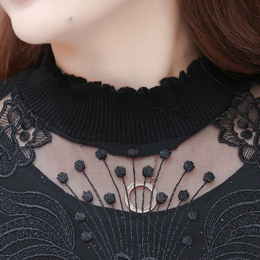 黑色时尚中长款加绒连衣裙，秋冬款半高领长袖修身通勤打底裙QYM-OMS-CB1229-L 商品图3