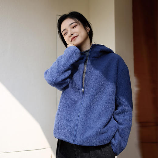 绽放924朵/抱抱连帽卫衣羊毛感天然长绒棉加厚保暖摇粒绒上衣外套 商品图0