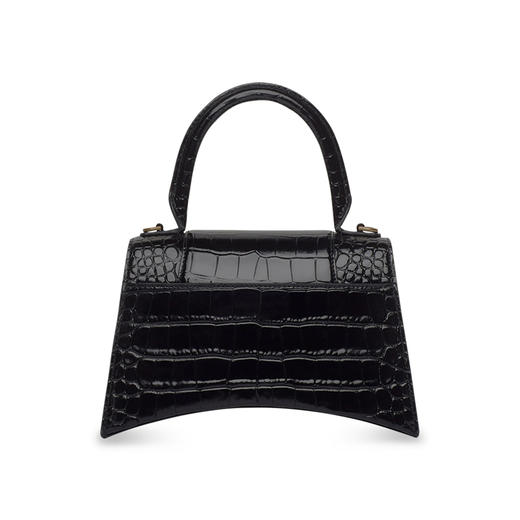 BALENCIAGA 巴黎世家 女士 HOURGLASS 鳄鱼纹压纹小号手提包 黑色 593546 1LRGM 1000 商品图2