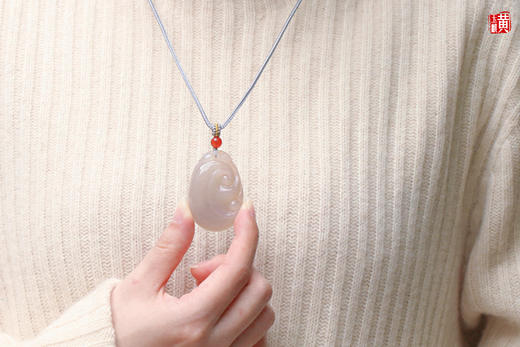 和田玉藕粉【如意】吊坠  配精美挂绳 商品图1