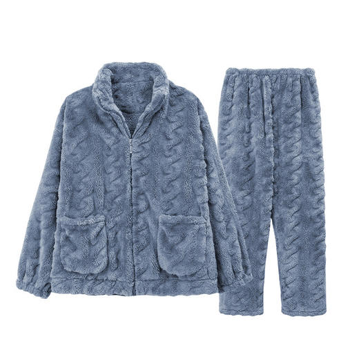 【柔滑细腻触感！温暖度更胜一筹】情侣睡衣冬季加厚拉链家居服，法兰绒新款绒珊瑚绒家居服，让您在寒冷的冬季中享受温暖和舒适lm 商品图4