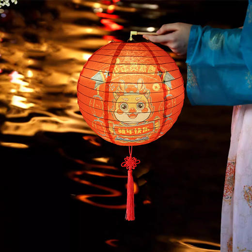 【装饰氛围感❗️蛇年纸灯笼】新款国潮蛇年纸灯笼春节装饰卡通蛇年灯笼儿童喜庆手提灯笼发光 商品图1