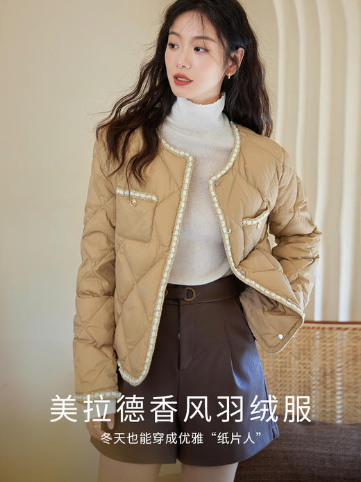【149元福袋，不支持退换】熙世界美拉德小香风轻薄羽绒服女冬季白鸭绒短款外套 商品图1