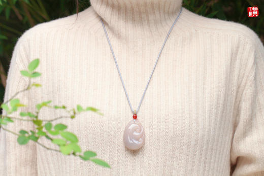 和田玉藕粉【如意】吊坠  配精美挂绳 商品图2