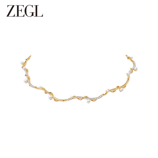 ZEGL设计师漫时光系列法式人造珍珠项链女轻奢小众气质锁骨毛衣链 商品图0