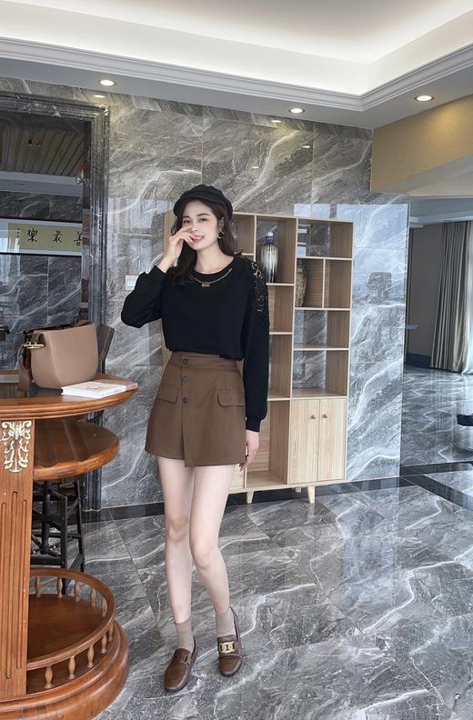 3955#韩版高档百搭单排扣裙裤 商品图0