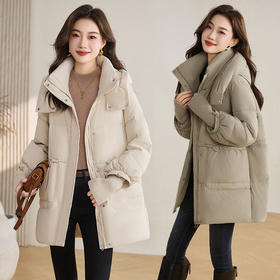 HR WZ1186159纯色中长款羽绒服气质时尚防风加厚保暖外套