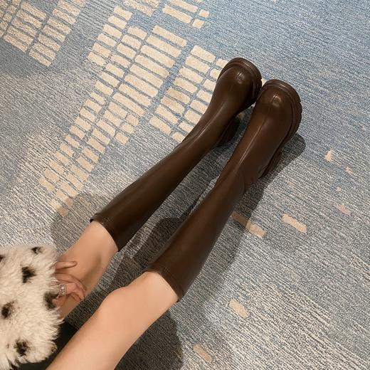 ZHR骑士靴女2023秋季新款简美圆头休闲百搭潮流厚底长筒靴女 商品图7