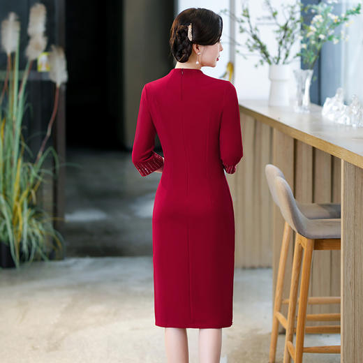 秋季新品，长款复合丝提花改良旗袍妈妈装宴会喜婆婆回娘家旗袍礼服BJ-23027 商品图4