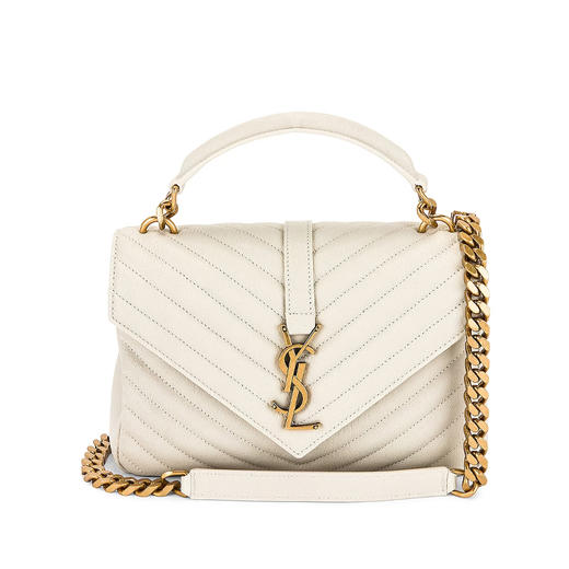 【一】SAINT LAURENT 圣罗兰 女士 COLLèGE 中号绗缝皮革提挎包 米色 600279 BRM07 9207 商品图0