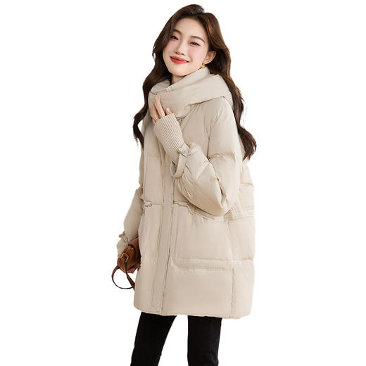 HR WZ1186159纯色中长款羽绒服气质时尚防风加厚保暖外套 商品图4