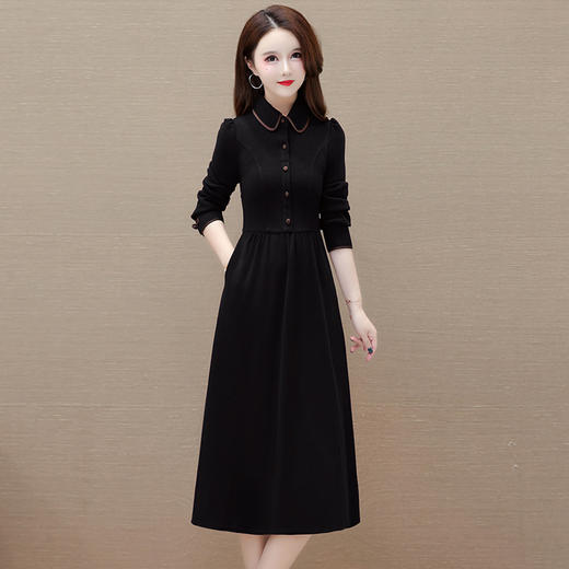 简约修身，秋冬款中长款时尚连衣裙POLO领长袖气质内搭打底裙QYM-OMS-PB3101-L 商品图1