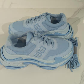 BALENCIAGA 巴黎世家 女士刺绣徽标网布老爹鞋 浅蓝色 710156 W3CU2 4045