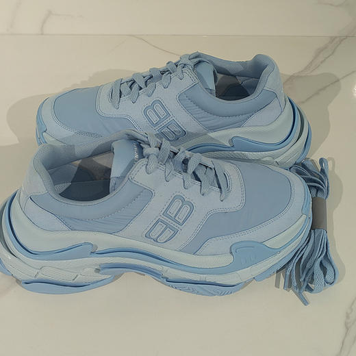 BALENCIAGA 巴黎世家 女士刺绣徽标网布老爹鞋 浅蓝色 710156 W3CU2 4045 商品图0