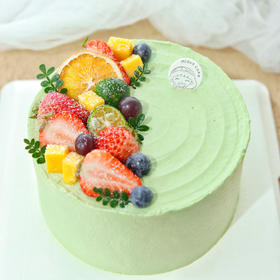 5"抹茶水果淡奶油