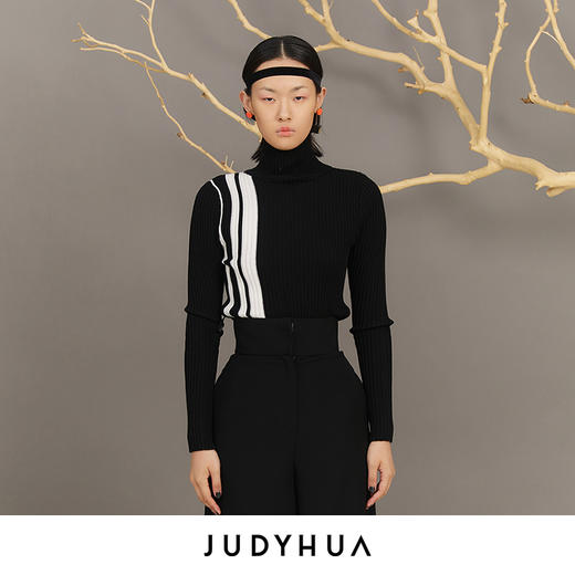 JUDYHUA 拼条设计针织毛衣 商品图0