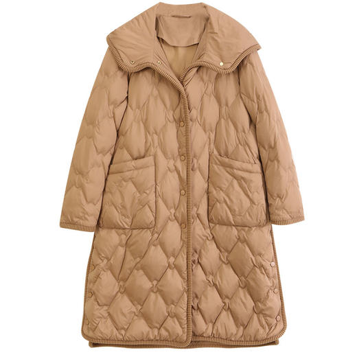 玳莎连帽轻量感羽绒服女式冬季新款休闲宽松复古中长款外套  DD41305 商品图4