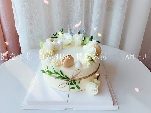 小清新马卡龙桔梗鲜花生日蛋糕 商品图0