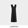 JUDYHUA 肩部撞色V领设计款连衣裙 商品缩略图3