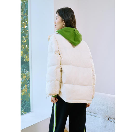 NEELLY纳俪85白鹅绒立领短款羽绒服2023冬季新款时尚休闲加厚外套N23124L03342 商品图3