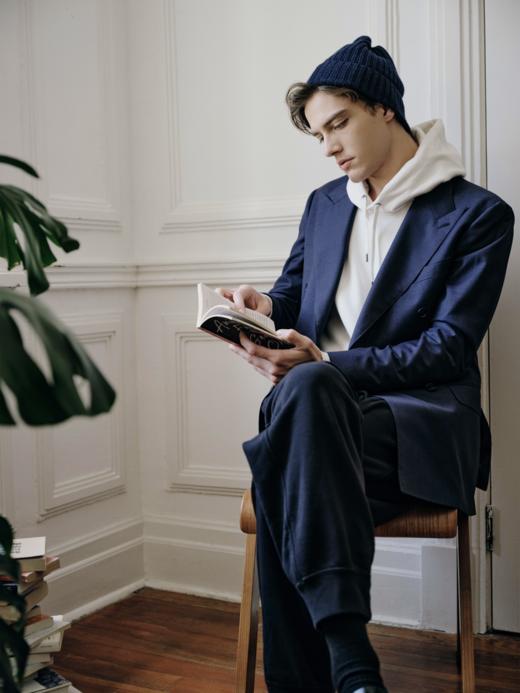 IL CERVO Super 120's 澳洲美丽诺羊毛藏蓝色全麻衬套装 商品图3