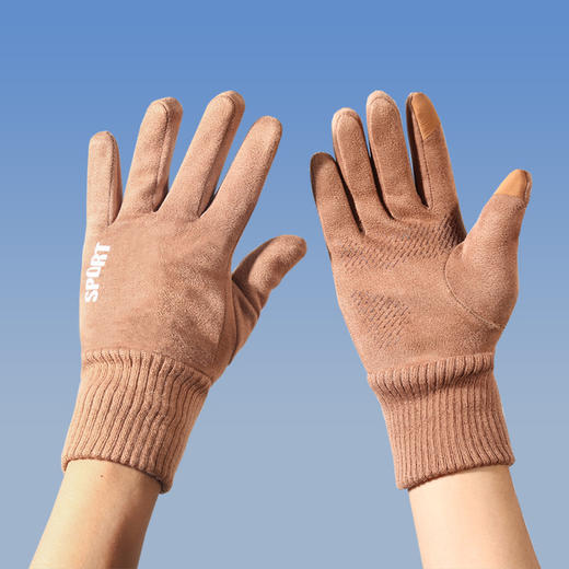 【加绒触屏防滑❗️冬款保暖手套】有弹力，防风更保暖，手套男冬季保暖加绒防滑骑行防风分指麂皮绒学生韩版女防寒可触屏父亲节礼物新年礼盒年货礼盒 商品图1