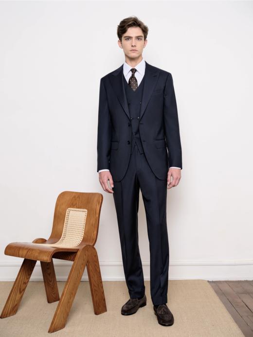 IL CERVO Super 120's 澳洲美丽诺羊毛藏蓝色全麻衬套装 商品图1