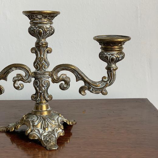意大利古董纯铜雕花三头烛台AU290 商品图3