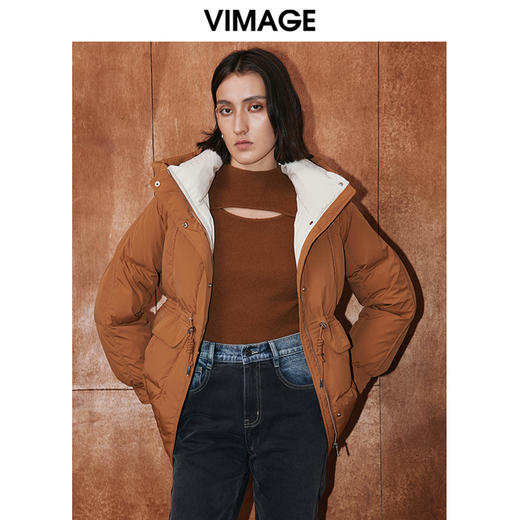 VIMAGE纬漫纪冬季时尚保暖连帽保暖白鸭绒羽绒服V2011607 商品图6