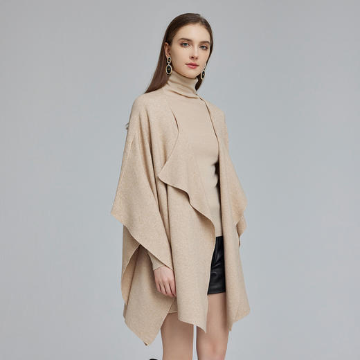 NG668斯尔丽2023秋冬新款宽松版包容性强斗篷式法式浪漫超大版针织披肩 商品图2