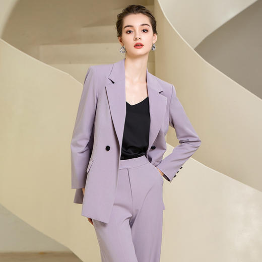IWY/紫色西装外套女长袖气质高端时尚职业装套装233012C1+P6 商品图1