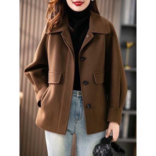 原形短款双面羊绒大衣女设计感2023秋冬新款韩版小个子羊毛呢外套 商品图0