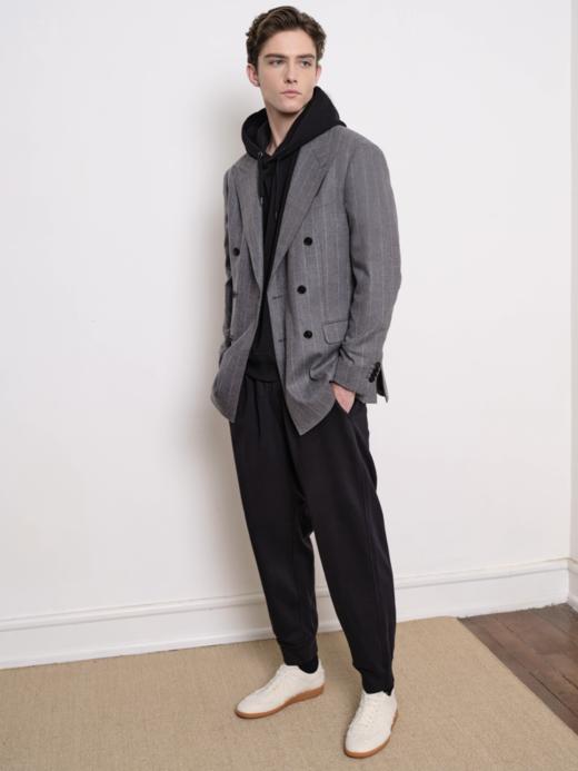 IL CERVO Super 120's 澳洲美丽诺羊毛灰色条纹法兰绒全麻衬套装 商品图2