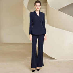 IWY/秋冬藏青色西装套装主持人演讲正装商务职业装233011C1+P3