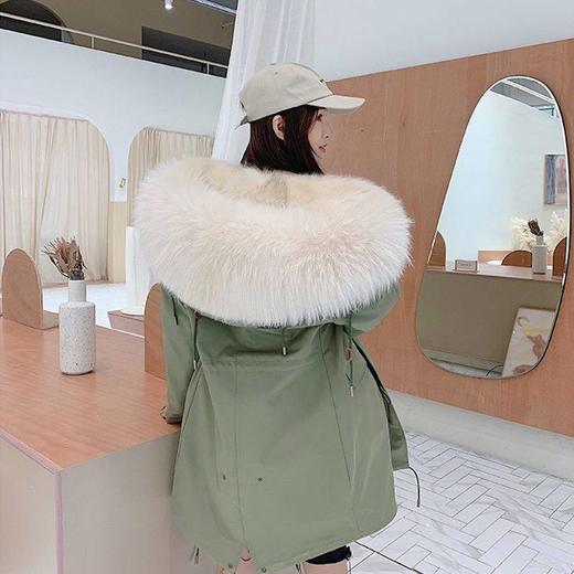 【2023新款】仿狐狸毛加厚仿皮草外套过膝款派克服大衣女中长款冬季棉服 djmf12 商品图2