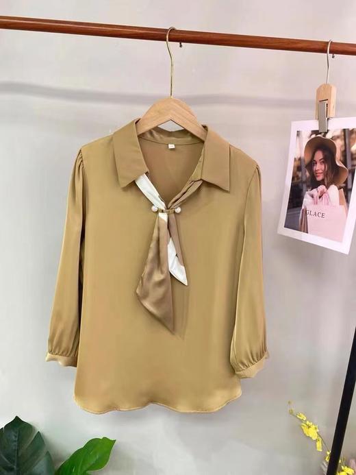 C6371       气质休闲职业通勤西装领醋酸长袖上衣 商品图4