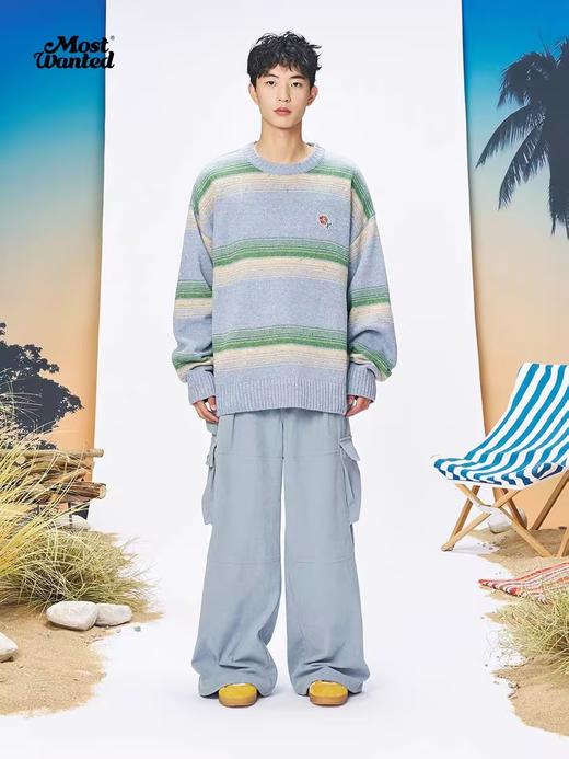 mostwantedlab彩虹/MWL-2334038/小花绣章条纹圆领毛衣 商品图3