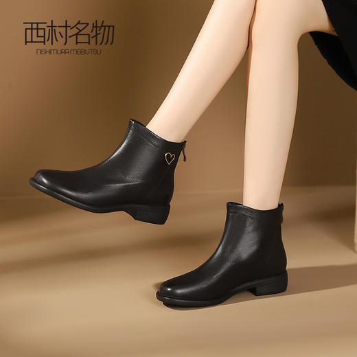 西村名物2023秋冬季新款秋季瘦靴英伦风切尔西靴低筒时尚靴T23DS45941 商品图0