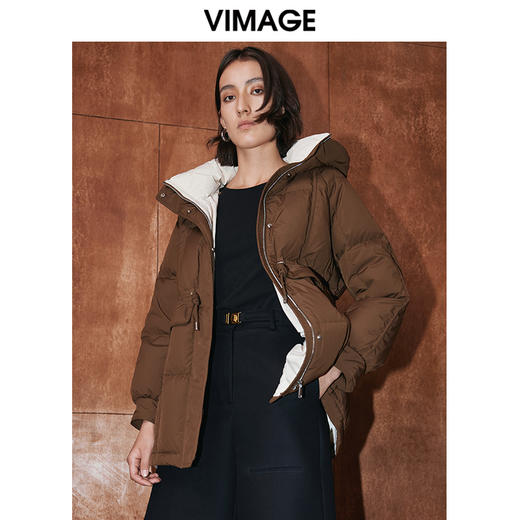VIMAGE纬漫纪冬季时尚保暖连帽保暖白鸭绒羽绒服V2011607 商品图3