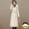 过膝长款系带收腰，优雅洋气保暖羽绒服,白鸭绒外套QYM-OMS-SDB3215-L 商品缩略图0