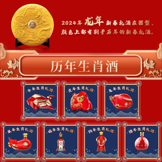 【自营】泸州老窖2024特别版龙年新春礼酒龙年生肖酒52度浓香型白酒礼盒收藏送礼 龙年生肖酒礼盒*1 商品图8